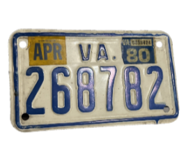 1980 Motorcycle License Plate